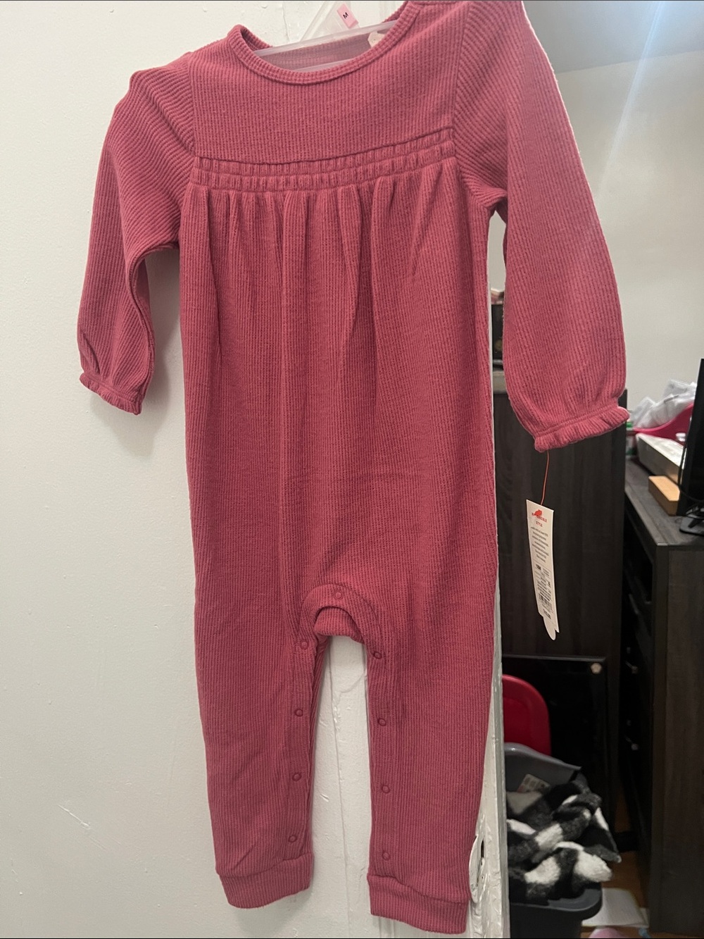 Cat & Jack Pink Long-Sleeve Footed One-Piece